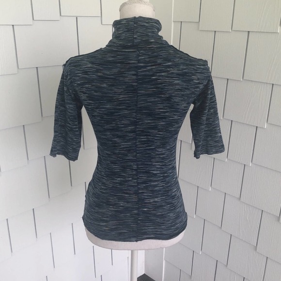 Free People Women's Blue Sunshine Space Dyed Half Sleeve Turtleneck Shirt - Picture 4 of 5